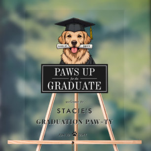 Graduation Cute Golden Retriever Dog Welcome Sign