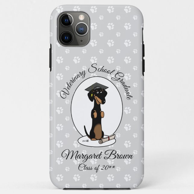 Graduation Dachshund (black & tan) - Cute dog Case-Mate iPhone Case (Back)