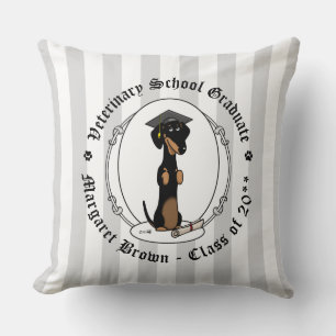 Graduation Dachshund (black & tan) - Cute dog Cushion