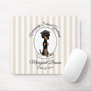 Graduation Dachshund (black & tan) - Cute dog Mouse Pad
