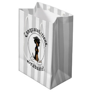 Graduation Dachshund Dog (black & tan) Cute Medium Gift Bag