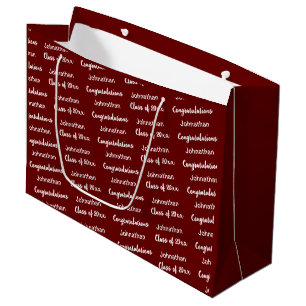 Graduation Dark Red and White Congratulations Grad Large Gift Bag