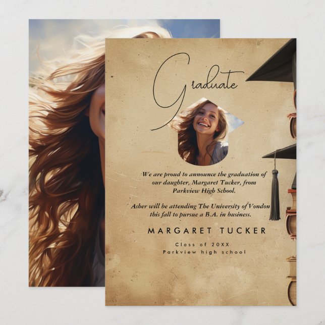 Graduation Daughter I Rustic Announcement (Front/Back)