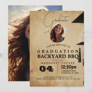 Graduation Daughter I Rustic BBQ party invitation