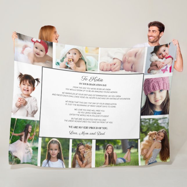 Graduation Day 11 Photo To Daughter Fleece Blanket (In Situ)