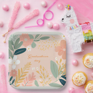 Graduation Day,  Flower  Floral Bouquet Paper Plate