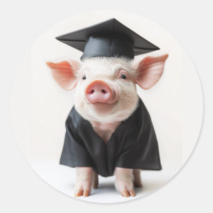 Graduation Day Piggy Style Classic Round Sticker