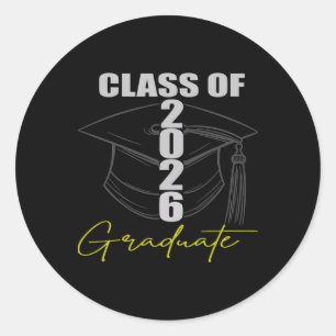Graduation Decorations 2026 Black Cl Of 2026 Gradu Classic Round Sticker