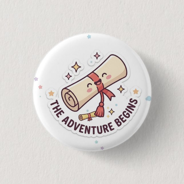 Graduation Design - "The Adventure Begins"  3 Cm Round Badge (Front)
