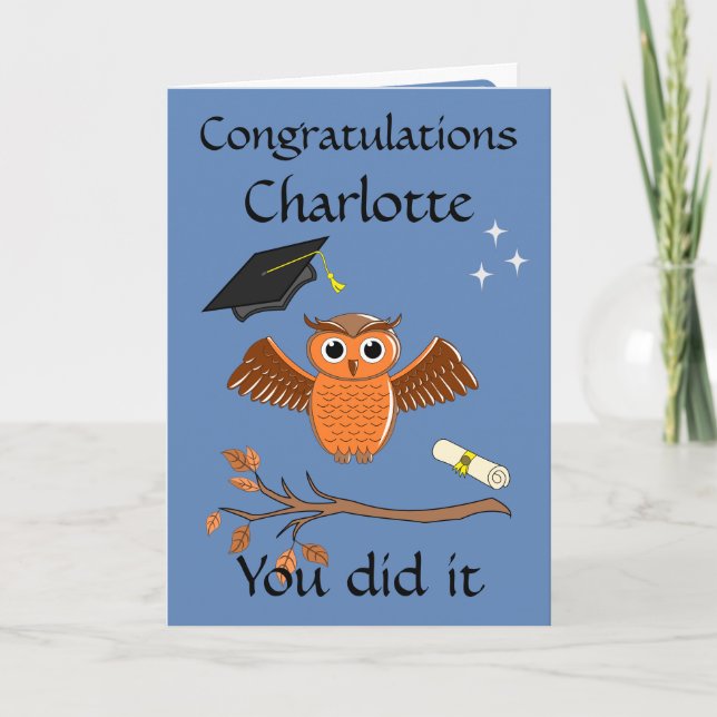 Graduation, Diploma Congratulations Owl Card (Front)