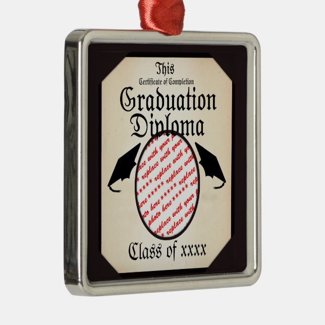 Graduation Diploma Photo Frame Metal Ornament (Right)