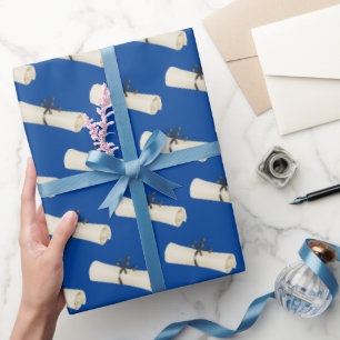 Graduation Diploma with Bow  Wrapping Paper