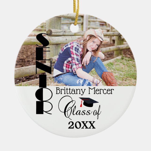 Graduation DIY Photo Memories Ceramic Ornament (Front)