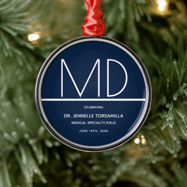 Graduation Doctor MD Keepsake Metal Ornament (Tree)