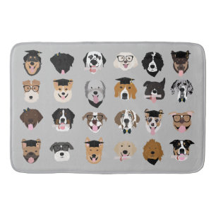 Graduation Dog Face Bath Mat