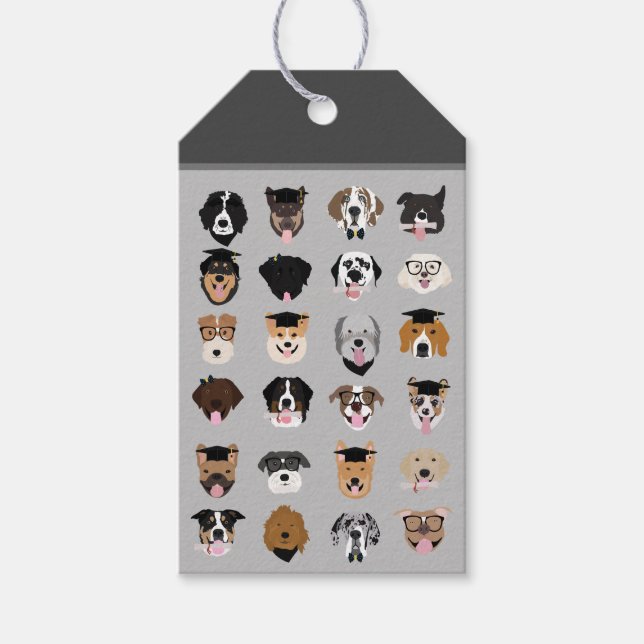 Graduation Dog Faces Gift Tags (Front)