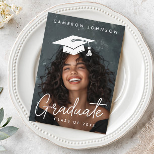 Graduation editable hat photo graduate thank you card