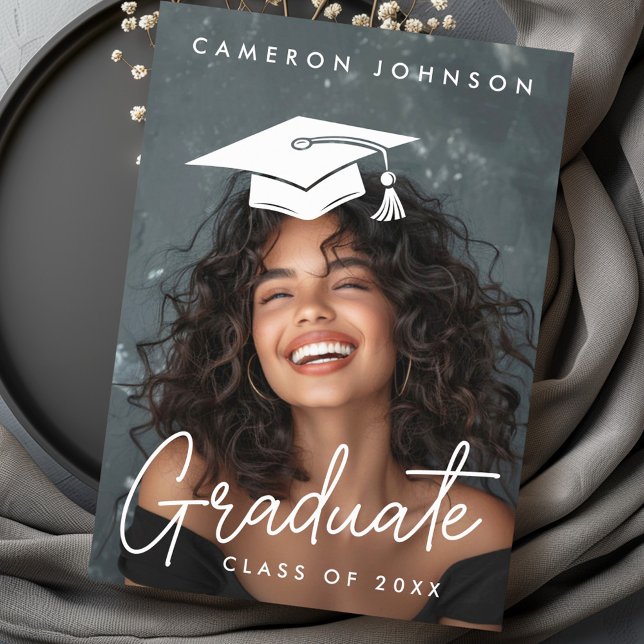 Graduation editable hat photo graduate thank you card (Graduation editable hat photo graduate thank you card)