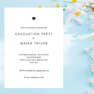 Graduation Elegance: Clean & Classic White Invitation