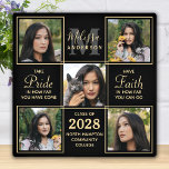Graduation Elegant 5 Picture Black Gold Graduate Plaque<br><div class="desc">Celebrate your graduate and give a special personalised gift with this custom photo collage graduation plaque. This unique graduate photo collage plaque is will be a treasured keepsake. Saying: " Take Pride in how far you have come, have Faith in how far you can go." Customise with 5 of your...</div>