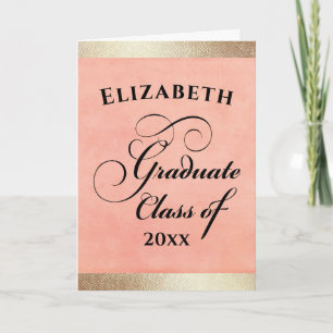 Graduation Elegant Gold Pink Congratulations Card