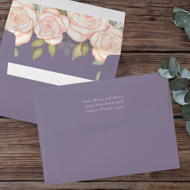 Graduation Elegant Minimalist Modern Floral Purple Envelope (Creator Uploaded)