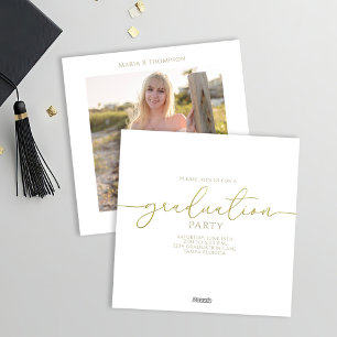 Graduation Elegant Minimalist Square Photo Simple Holiday Card
