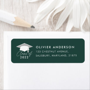 Graduation elegant modern green class of label return address label