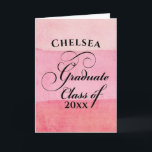 Graduation Elegant Pink Watercolor Typography Card<br><div class="desc">Elegant pink watercolor design and black typography graduation gift card for your favourite graduate! Monogram with graduates name to give your card a personal touch. Include a inside message to let your grad know how proud your are of their accomplishments.</div>