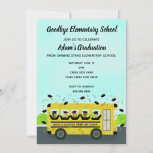 Graduation Elementary School Bus Party Invitation