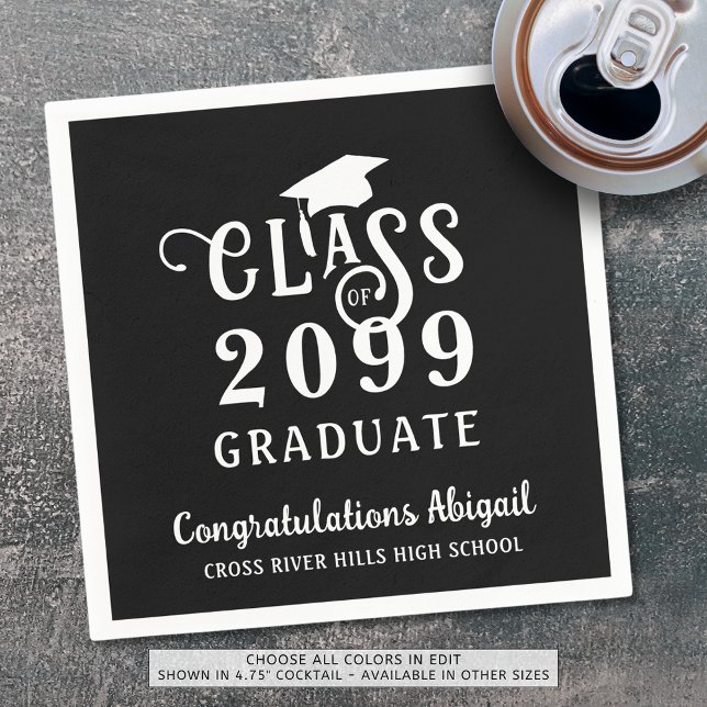Graduation Fancy Class Year Script Name Napkin (Creator Uploaded)