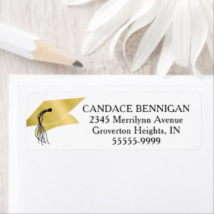 Graduation Faux Gold Cap Return Address Label