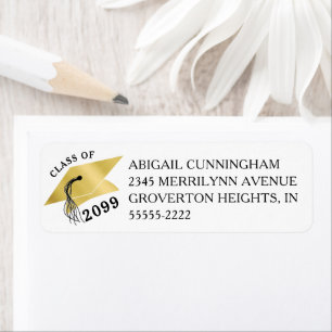 Graduation Faux Gold Foil Cap Year Return Address Label