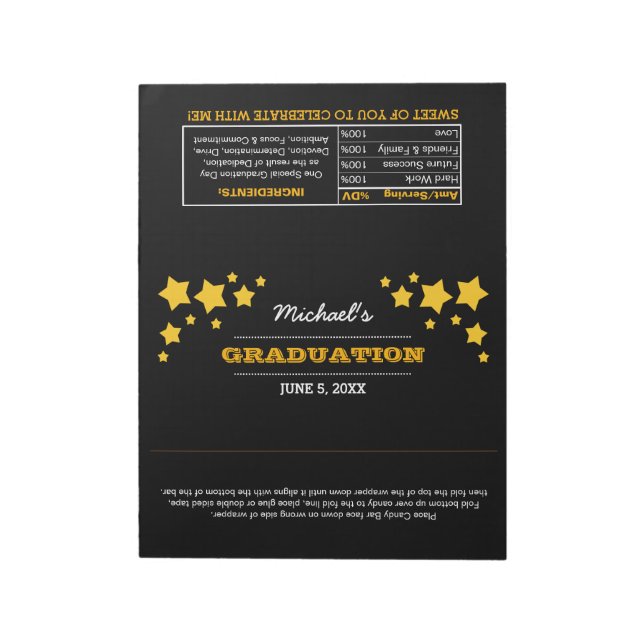 Graduation Favour Stars XL Candy Wrappers  Notepad (Rotated)