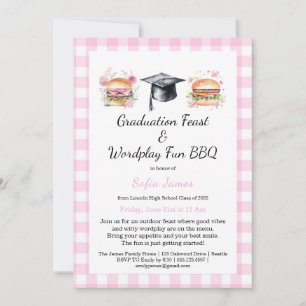 Graduation Feast Wordplay Fun BBQ Invitation