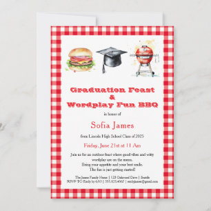 Graduation Feast & Wordplay Fun BBQ Party Invitation