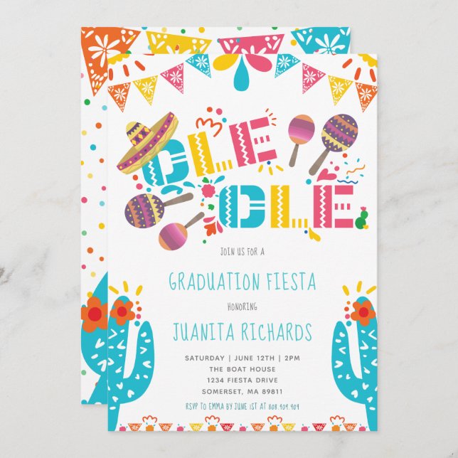 Graduation Fiesta Mexican Party Invitation (Front/Back)