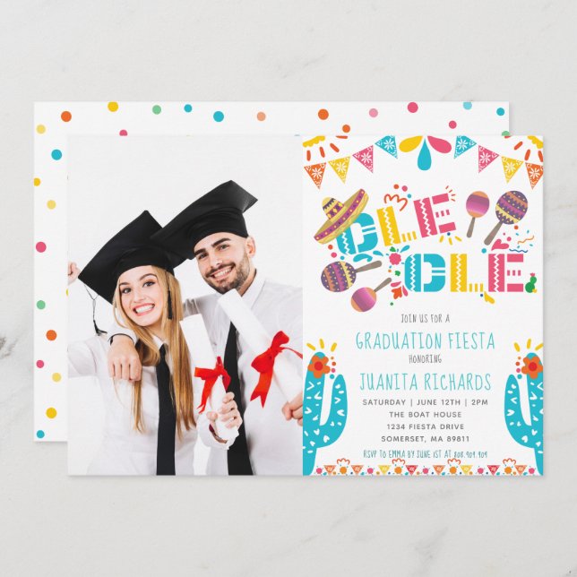 Graduation Fiesta Mexican Party Photo Invitation (Front/Back)
