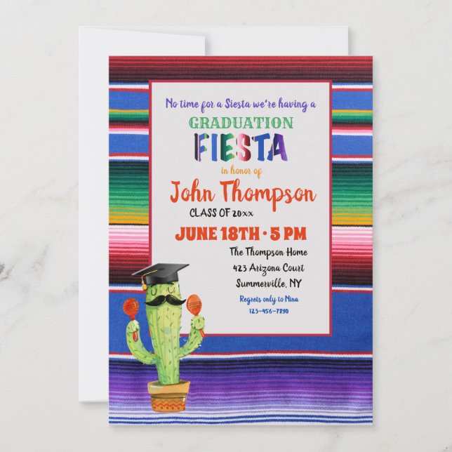 Graduation Fiesta With Cap Invitation (Front)