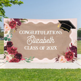 Graduation floral craft party banner