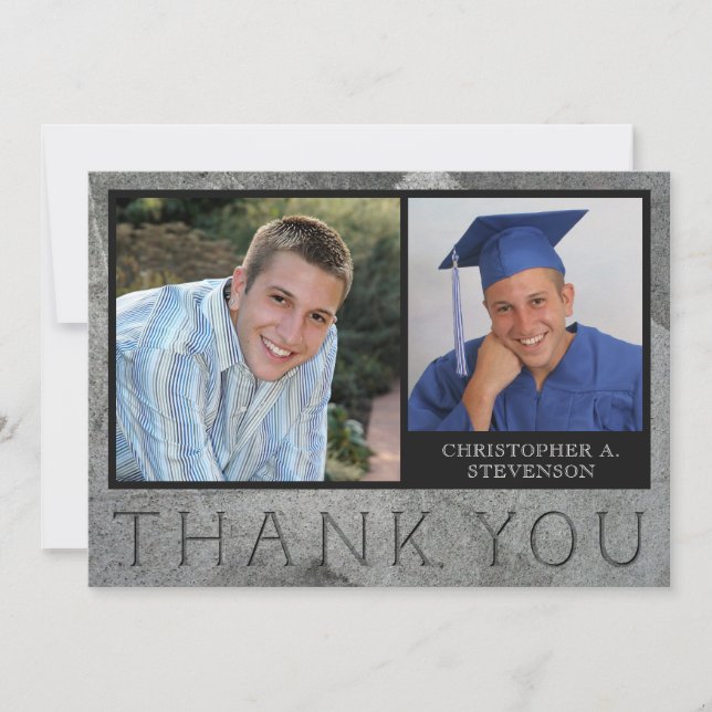 Graduation Formal Engraved Stone Photo Thank You (Front)