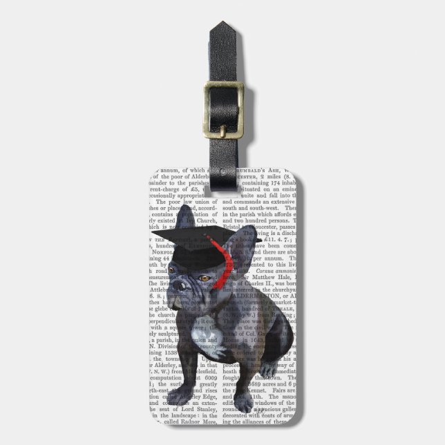 Graduation French Bulldog Luggage Tag (Front Vertical)