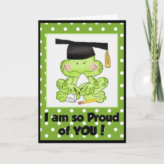 Graduation Frog I am Proud of You Greeting Card (Front)