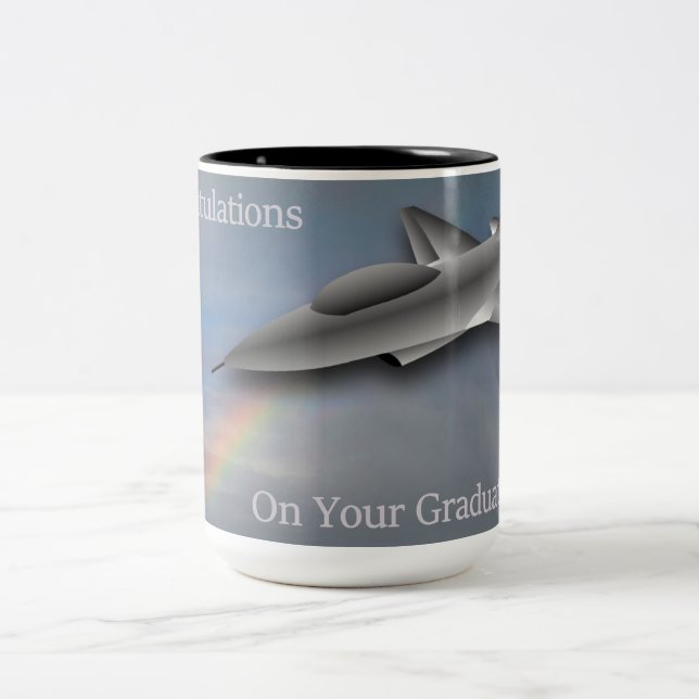 Graduation from Flight School Two-Tone Coffee Mug (Center)