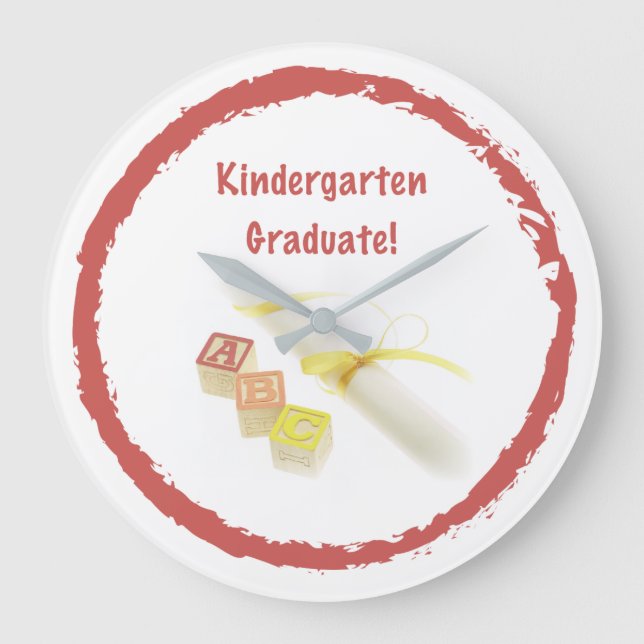 Graduation from Kindergarten, Custom Round Gift Large Clock (Front)