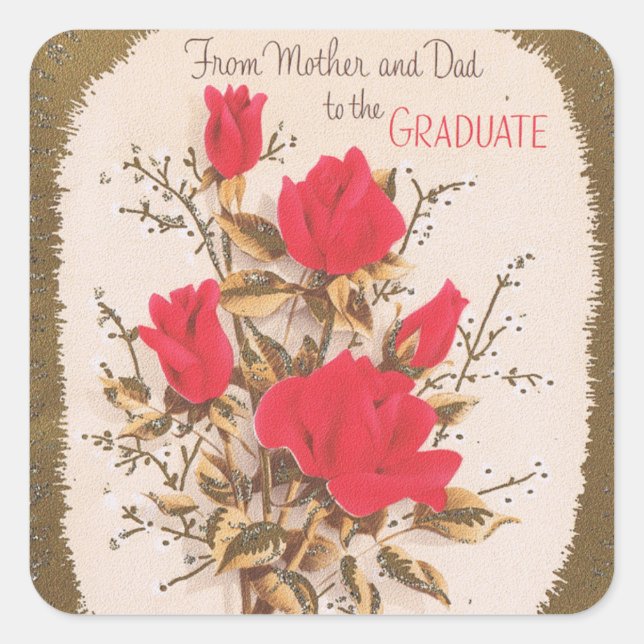 Graduation from Mum and Dad Square Sticker (Front)