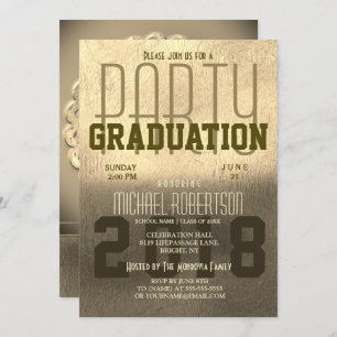 Graduation Fun Faux Gold Foil Metallic Invitation