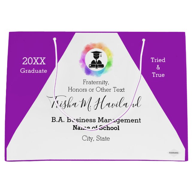 Graduation Gift Bag Watercolor Look HAMbyWG (Front)