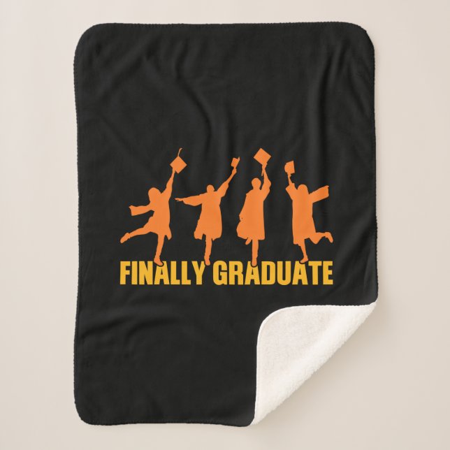 Graduation Gift | Finally Graduate Sherpa Blanket (Front)