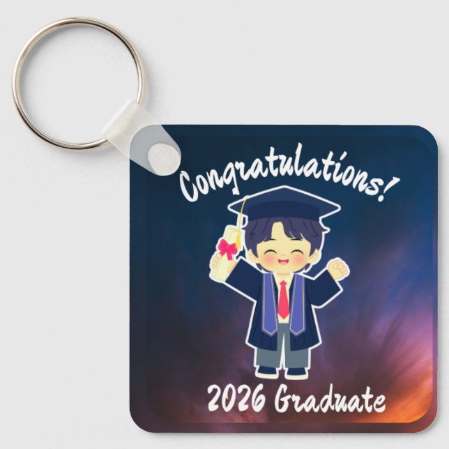 Graduation Gift for Boys Souvenir Token Key Ring (Front)